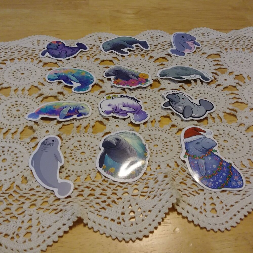 Manatee Stickers for computer, locker, crafts, scrapbook